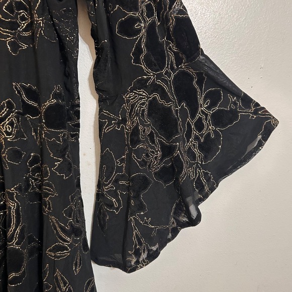 La Vanya Woman Kimono 3X Black Gold Meltallic Sheer Whimisgoth Fairy Top - Picture 6 of 8